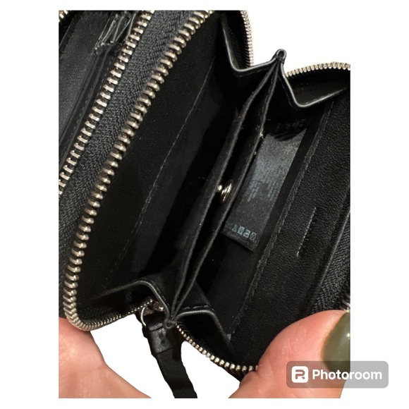 All Saints Fetch zip around accordion card case holder organizer black croc NEW - Picture 7 of 7